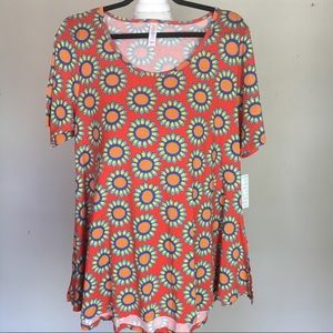 Lularoe Perfect T - NWT - L - Red Blue Sunflowers